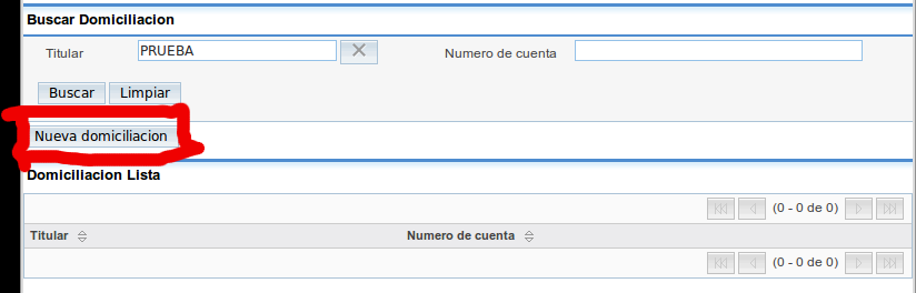 Nueva domiciliacion